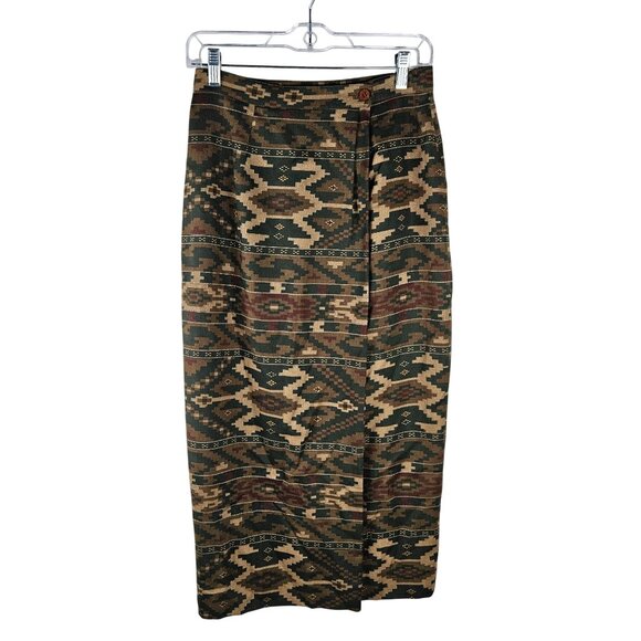 Jones New York Vintage Maxi Skirt 100% Wool Size 6 Southwest Boho - Picture 1 of 9
